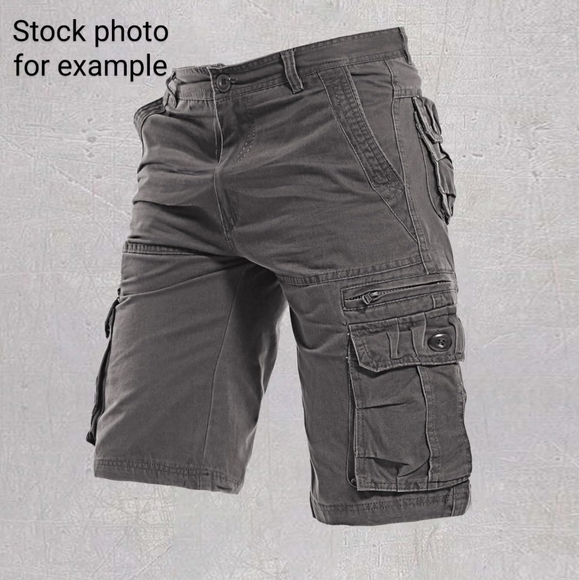 Linvich size 40* BNWOT, men's grey cargo shorts, lots of pockets - Picture 8 of 13